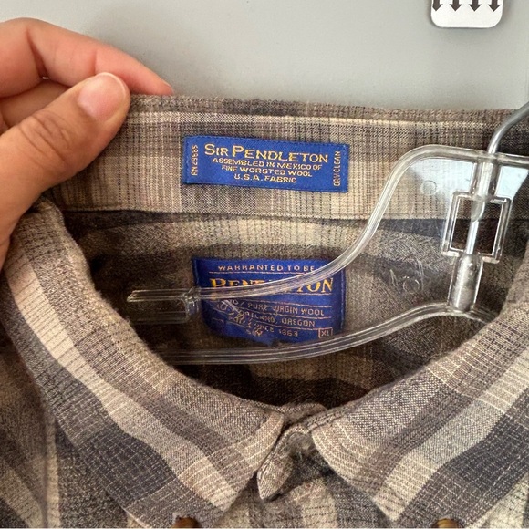 VTG Pendleton Brown Long Sleeve Flannel Mens XL Button Down Polo Shirt - Picture 7 of 9